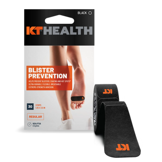 Black regular KT Health Blister Prevention Tape box shown with the tape roll