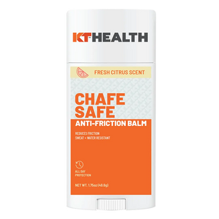 Front of the citrus scented KT Health Chafe Safe anti-friction balm stick