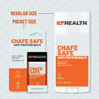 KT Health chart comparing the Chafe Safe anti-friction balm formats