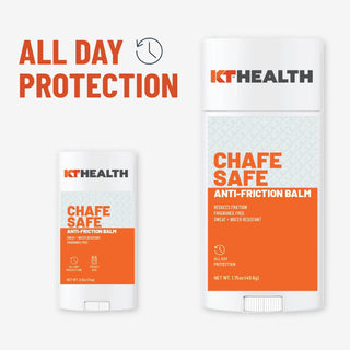 KT Health infographic on how Chafe Safe anti-friction balm protects skin