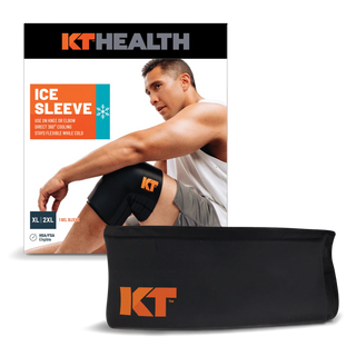 Retail box of the X Large and 2X Large KT Health Ice Sleeve shown with the sleeve