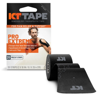 KT Tape Pro Extreme kinesiology tape in Jet Black with its retail box and tape roll