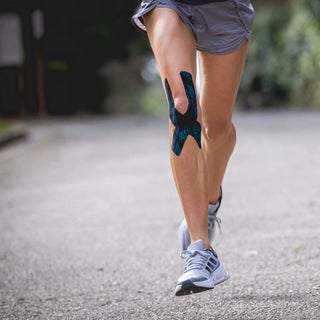 Runner training with KT Tape Pro Ice menthol kinesiology tape applied