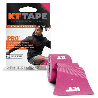 KT Tape Pro Hero Pink box and roll of precut kinesiology tape