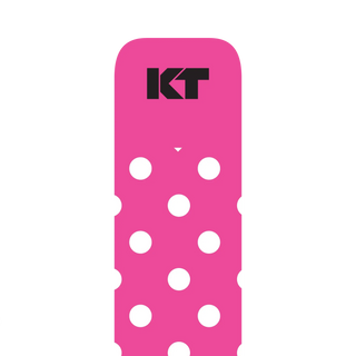 Close-up of a KT Tape Pro Pink Polka Dot precut strip