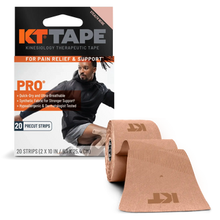 KT Tape Pro Stealth Beige box and roll of precut kinesiology tape