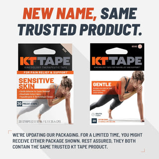 KT Tape graphic describing the gentle adhesive used in Sensitive Skin kinesiology tape