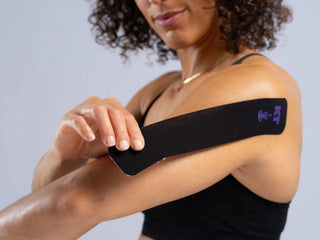 KT Tape Soothe kinesiology tape applied to a shoulder