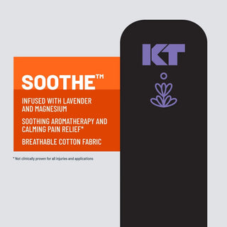 KT Tape graphic describing the lavender and magnesium infusion in Soothe kinesiology tape