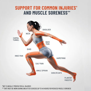 Athlete wearing KT Tape kinesiology tape strips