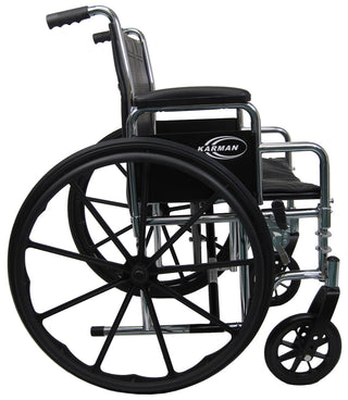 Karman KN-92XW-APT Heavy Duty Bariatric Wheelchair with Removable Arms 20-24 Chrome