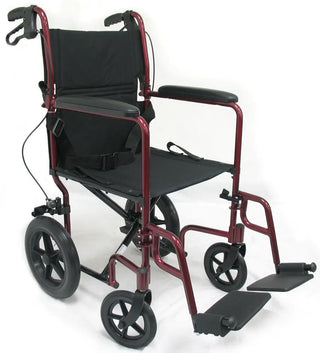Karman LT-1000HB Lightweight Transport Chair 19" with Hand Brakes Blue/Burgundy
