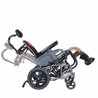 Karman VIP2TR Tilt in Space Lightweight Reclining Transport Wheelchair 16"-18" Diamond Black