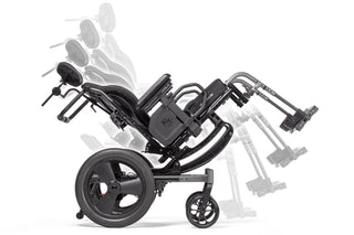 Ki Mobility CR45 Manual Tilt Wheelchair with extended armrests on a white background