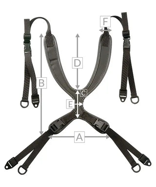Ki Mobility Dynaform Anterior Trunk Support, Rear-Pull Style, Slim Cut, Structure (E0960) with labeled measurements on a white background