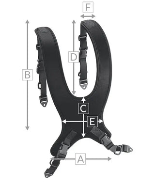 Ki Mobility Dynaform Anterior Trunk Support, Rear-Pull Style, Standard, Structure (E0960) with measurement labels on a white background