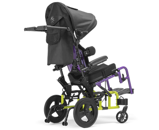 Ki Mobility Little Wave Arc (E1234, E1161) Tilt Pediatric Wheelchair with a black cover on a white background