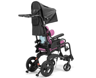 Ki Mobility Little Wave Flip (E1233, E1161) Pediatric Tilt Wheelchair with canopy on a white background