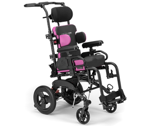 Ki Mobility Little Wave Flip (E1233, E1161) Pediatric Tilt Wheelchair with a white background