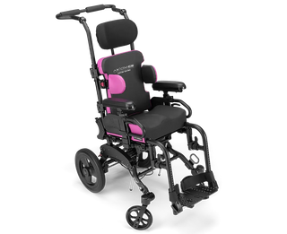 Ki Mobility Little Wave Flip (E1233, E1161) Pediatric Tilt Wheelchair with adjustable backrest on a white background