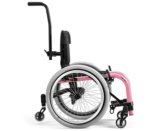 Ki Mobility Little Wave XP (K0005, E1235) Pediatric Ultra-Lightweight Rigid Wheelchair on a white background