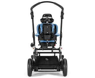 Ki Mobility Tyke (E1234) Pediatric Lightweight Wheelchair/Stroller with a blue seat on a white background