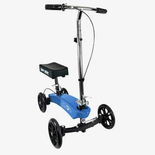 KneeRover F-11 Fusion Knee Scooter Blue scooter with black seat on a white background