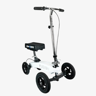 KneeRover FH-13 Hybrid Fusion Knee Scooter  White scooter with black seat and wheels on a white background