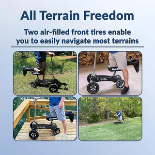 KneeRover FH-13 Hybrid Fusion Knee Scooter Patented All Terrain with air-filled front tires used on various terrains