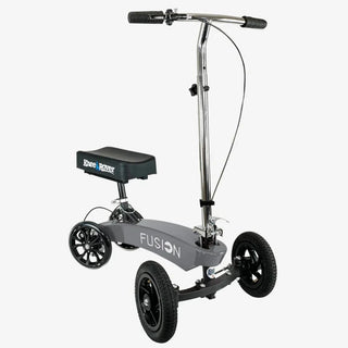 KneeRover FH-13 Hybrid Fusion Knee Scooter  Gray scooter with a seat on a white background