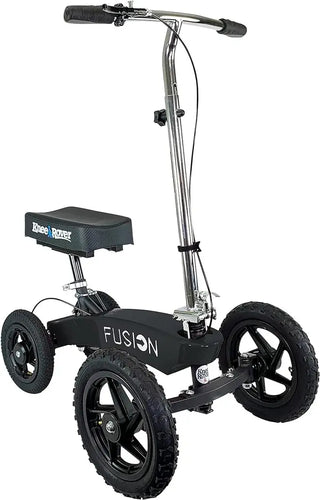 KneeRover FR-12 All Terrain Fusion Knee Scooter with black seat and wheels on a white background