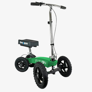 KneeRover FR-12 All Terrain Fusion Knee Scooter Green scooter with 'Fusion' branding on a white background
