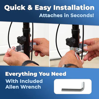 Product installation with hands using Allen wrench, text 'Quick & Easy Installation' and 'Everything You Need With Included Allen Wrench'.