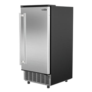 KoolMore BIM75-BS Stainless-Steel Built-In/Free-Standing Ice Maker with stainless steel door on a white background