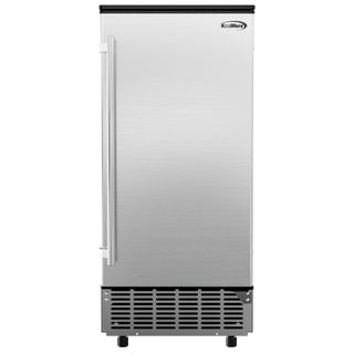 KoolMore BIM75-BS Stainless-Steel Built-In/Free-Standing Ice Maker with KoolMore branding on a white background