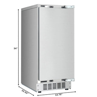 KoolMore KM-BIM57-PR Residential Panel Ready Ice Maker with dimensions labeled on a white background