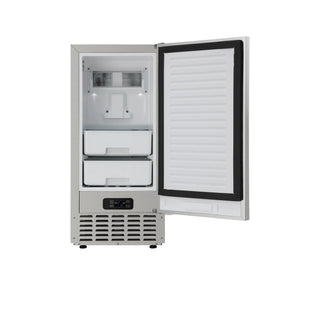 KoolMore KM-BIM66-NSS Built-in Residential Pearl Ice Nugget Maker with open door on a white background