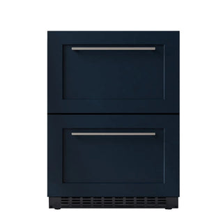 Blue KoolMore KM-BIR2D-PR Panel Ready Drawer Refrigerator with two drawers on a white background
