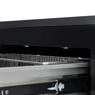 Close-up of a shelves in KoolMore KM-BIR2D-PR Panel Ready Drawer Refrigerator on a white background