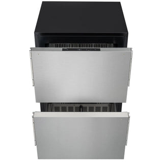 KoolMore KM-BIR2D-PR Panel Ready Drawer Refrigerator with two drawers open on a white background