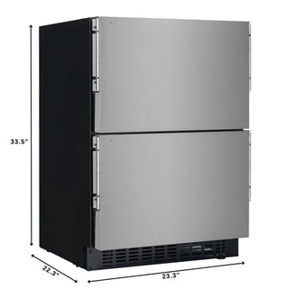 KoolMore KM-BIR2D-PR Panel Ready Drawer Refrigerator with dimensions labeled on a white background