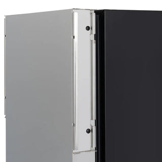 Close-up of a KoolMore KM-BIR2D15-PR Panel Ready Built-in Double Refrigerator on a white background