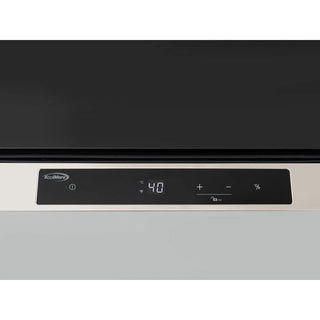 Control panel of a KoolMore KM-BIR2D15-PR Panel Ready Built-in Double Refrigerator with digital display and brand logo.