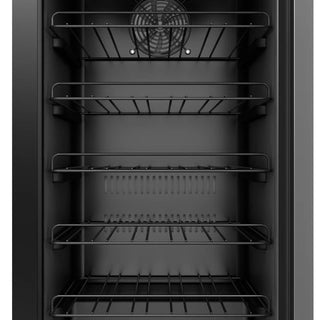 KoolMore KM-BIR3C-GD Built-In Refrigerator and Beverage Cooler interior with shelves and a fan