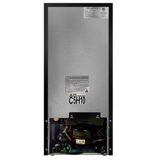 Back view of a KoolMore KM-BIR3C-GD Built-In Refrigerator and Beverage Cooler with visible branding and model number on a white background