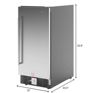 Stainless steel KoolMore KM-BIR3C-SS Built-In Refrigerator and Beverage Cooler with dimensions labeled on a white background