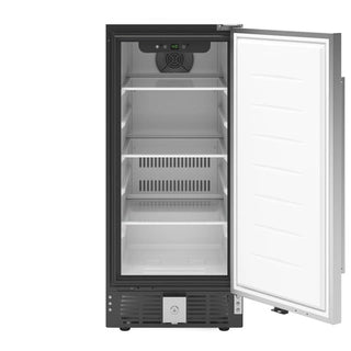 KoolMore KM-BIR3C-SS Built-In Refrigerator and Beverage Cooler with open door on a white background