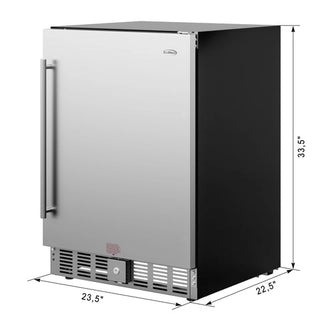 KoolMore KM-BIR5C-SS Built-In Refrigerator and Beverage Cooler with dimensions labeled on a white background