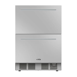 Stainless Steel KoolMore KM-OKS-RD2 Built-in Two-Drawer Outdoor Refrigerator with on a white background