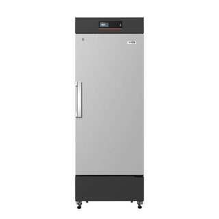 KoolMore KM-PHF-10C Medical Freezer with black top and bottom on a white background